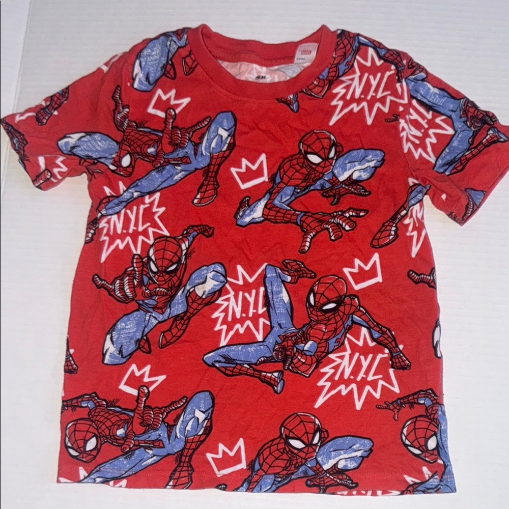 H&M Red and Blue Superhero Short Sleeve Tee
